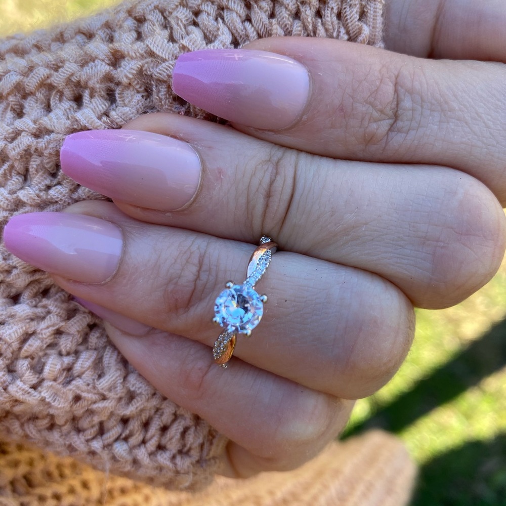 NEW 925 Sterling Silver Two tone Ring Engagement - Picture 2 of 11